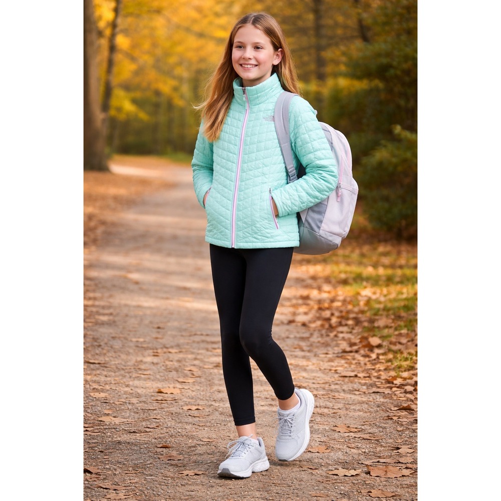 THE NORTH FACE Girls Mint Green Quilted Jacket Size M 10/12 Lightweight‎ Puffer - Picture 3 of 9